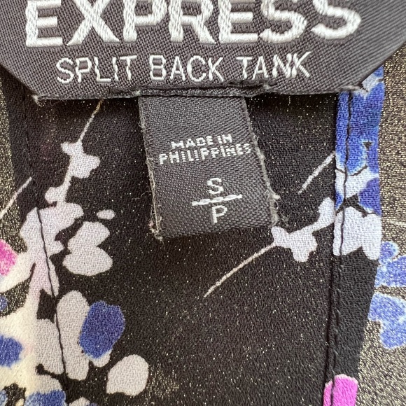 Express Black and Purple Floral Split Back Tank (s) - Picture 3 of 5